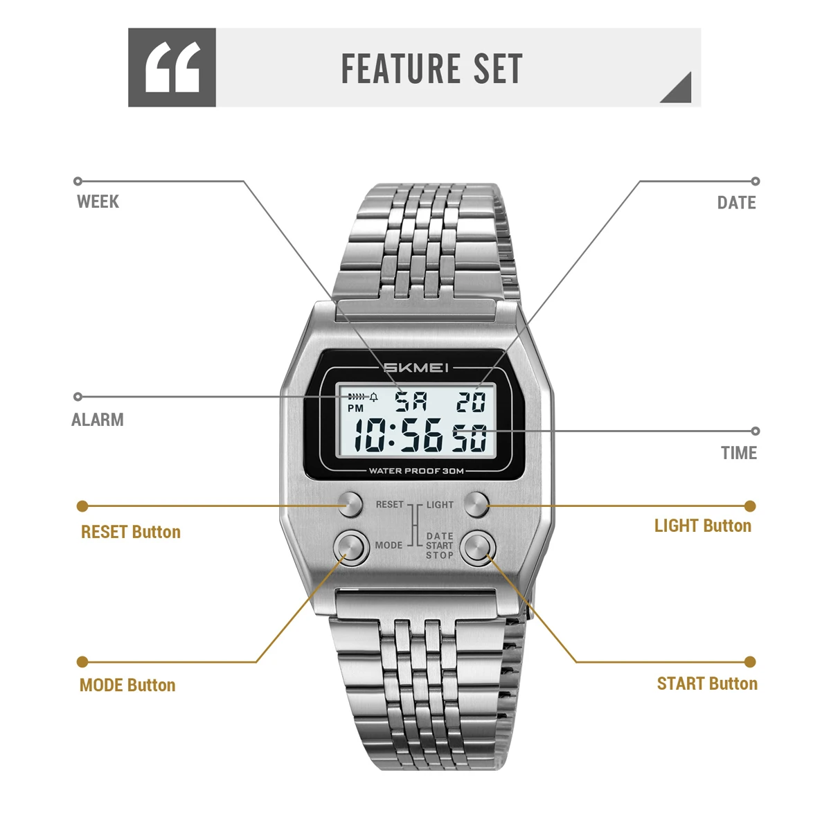 Skmei 2460 Multifunction Digital Watch with EL Light and Stopwatch for Men and Women (30M Waterproof) Skmei 2460 Multifunction Digital Watch with EL Light and Stopwatch for Men and Women (30M Waterproof)