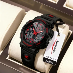 Skmei 1263 Large Dial Digital Watch with Dual Time Display and Chronograph for Men and Women (50M Waterproof)