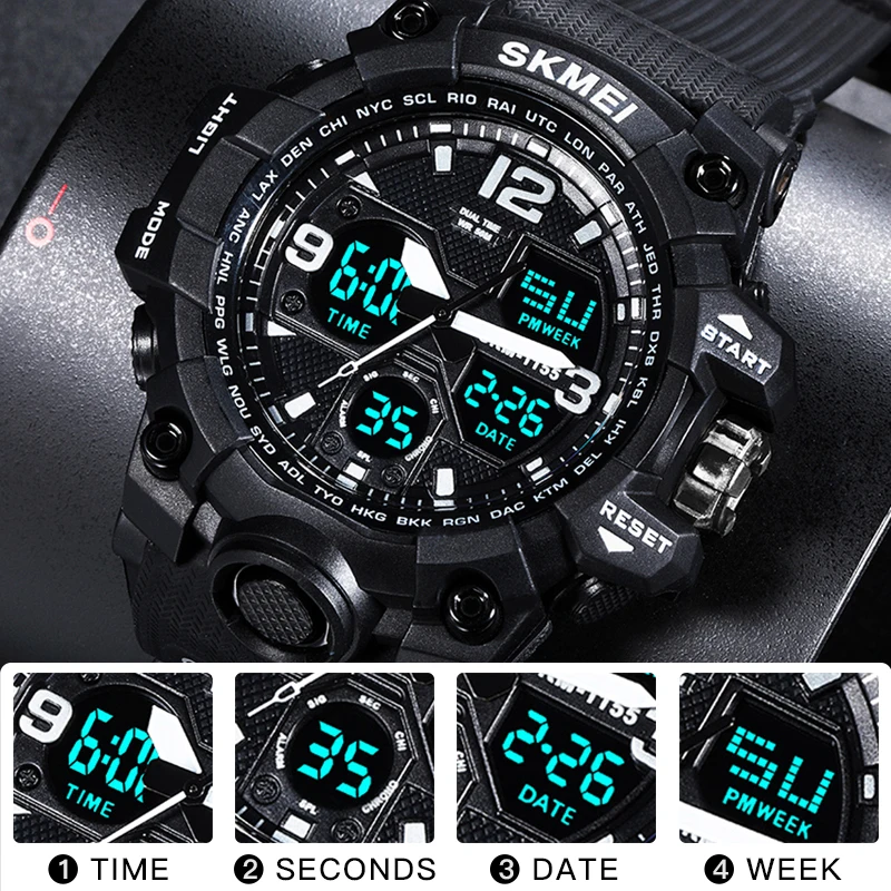Skmei 11558 Multifunction Digital Sports Watch with Dual Time and Chronograph for Men (50M Waterproof) Skmei 11558 Multifunction Digital Sports Watch with Dual Time and Chronograph for Men (50M Waterproof) - Image 5
