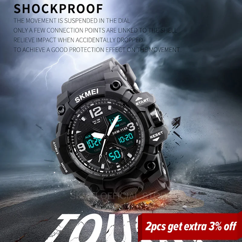Skmei 11558 Multifunction Digital Sports Watch with Dual Time and Chronograph for Men (50M Waterproof) Skmei 11558 Multifunction Digital Sports Watch with Dual Time and Chronograph for Men (50M Waterproof) - Image 4