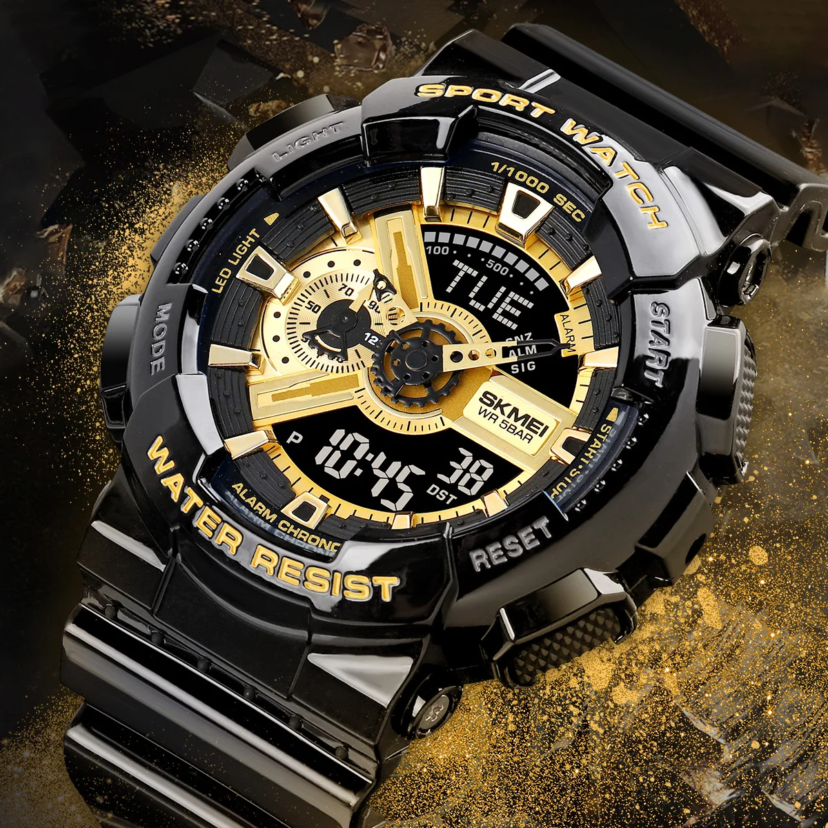 Skmei 1263 World Time Digital Sports Watch with LED Light for Men and Women (50M Waterproof) Skmei 1263 World Time Digital Sports Watch with LED Light for Men and Women (50M Waterproof) - Image 2