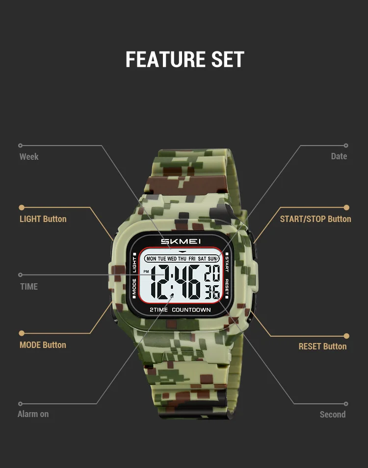 SKMEI Sports Countdown Digital Wristwatch For Men Women Waterproof Electronic Watches Chrono Student Military Watch Reloj Hombre SKMEI Sports Countdown Digital Wristwatch For Men Women Waterproof Electronic Watches Chrono Student Military Watch Reloj Hombre