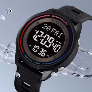 Skmei 2348 Multifunction Digital Sports Watch with World Time, Countdown and EL Backlight (50M Waterproof)