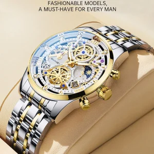 Skmei 7039 Men's Chronograph Watch with 3D Hollow Dial and Date (3ATM Waterproof)