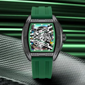 Skmei 7068 Skeleton Dial Quartz Watch for Men and Women with Luminous Hands (3ATM Waterproof)
