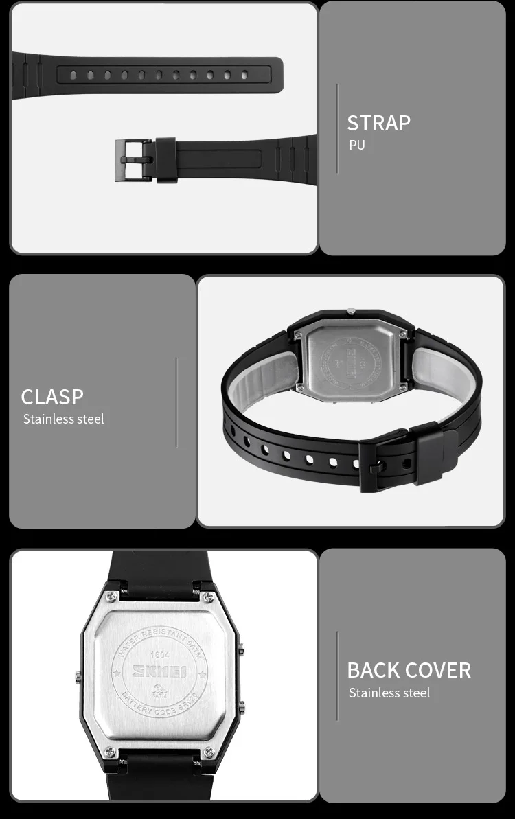 SKMEI 1604 Fashion Digital Wristwatch 3 Time Display Men Women Casual Stopwatch Sport Watch Waterproof Alarm reloj hombre SKMEI 1604 Fashion Digital Wristwatch 3 Time Display Men Women Casual Stopwatch Sport Watch Waterproof Alarm reloj hombre