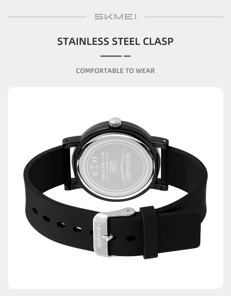 SKMEI 2654 Simple Quartz Wristwatch For Women Men Children Stopwatch 50M 5Bar Waterproof Outdoor Sports Shower Taking Clock SKMEI 2654 Simple Quartz Wristwatch For Women Men Children Stopwatch 50M 5Bar Waterproof Outdoor Sports Shower Taking Clock
