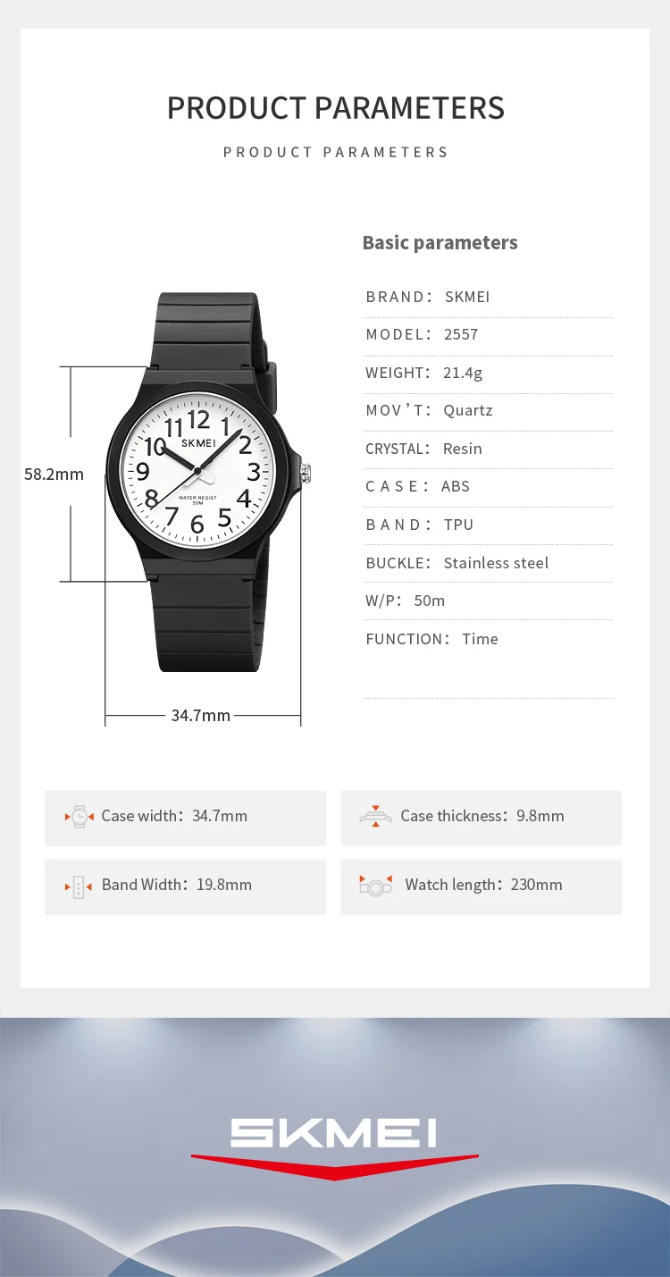 SKMEI 2557 Simple Quartz Watch Men Women Wristwatch 5ATM Waterproof Students Watch Clock Time Daily Outfit Hand-washing Raining SKMEI 2557 Simple Quartz Watch Men Women Wristwatch 5ATM Waterproof Students Watch Clock Time Daily Outfit Hand-washing Raining