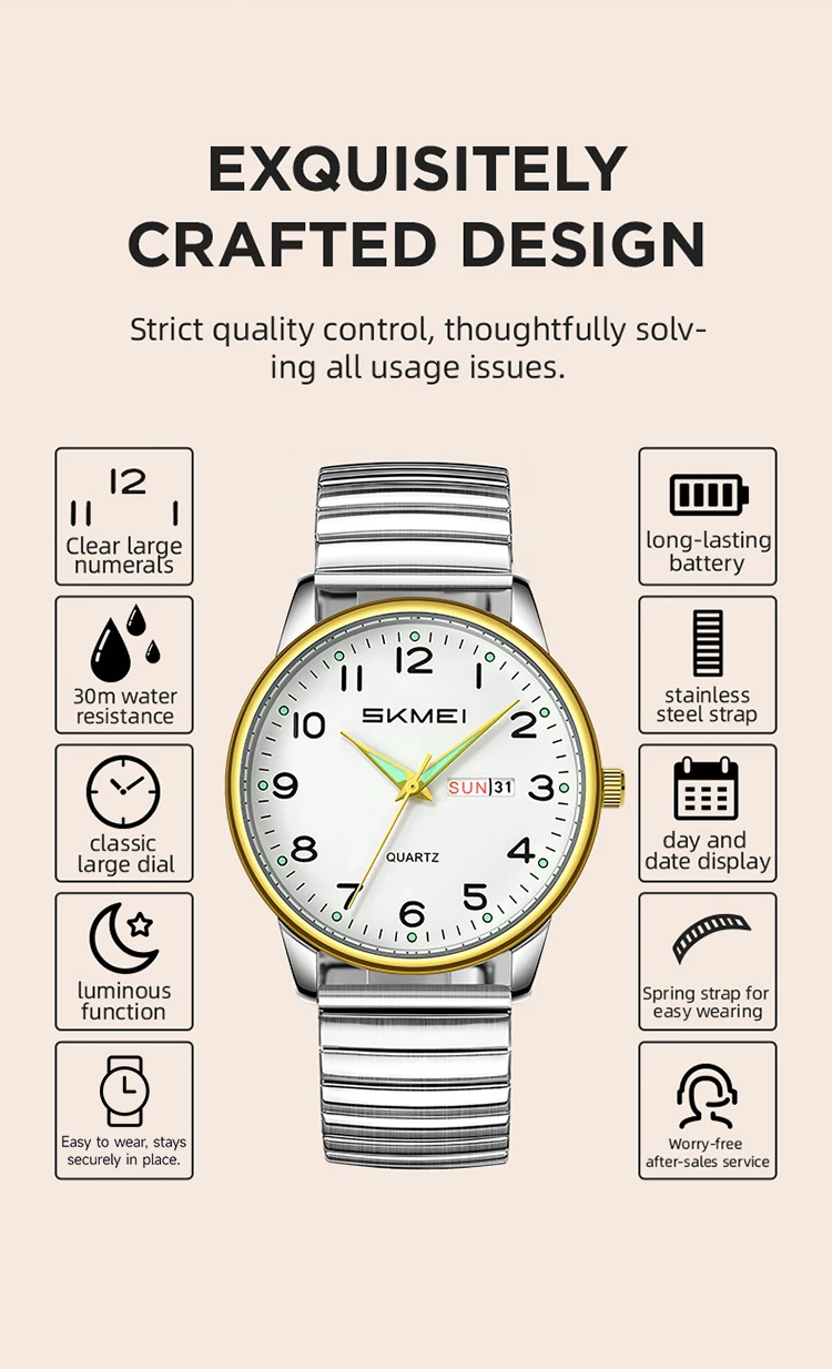 SKMEI 7902 Quartz Wristwatch W/ Box 3ATM Waterproof Watch Date Display Luminous Women Men Clock For Anniversary Birthday Party SKMEI 7902 Quartz Wristwatch W/ Box 3ATM Waterproof Watch Date Display Luminous Women Men Clock For Anniversary Birthday Party
