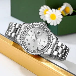 Skmei 9416 Elegant Quartz Dress Watch for Women with Date Display (30M Waterproof)