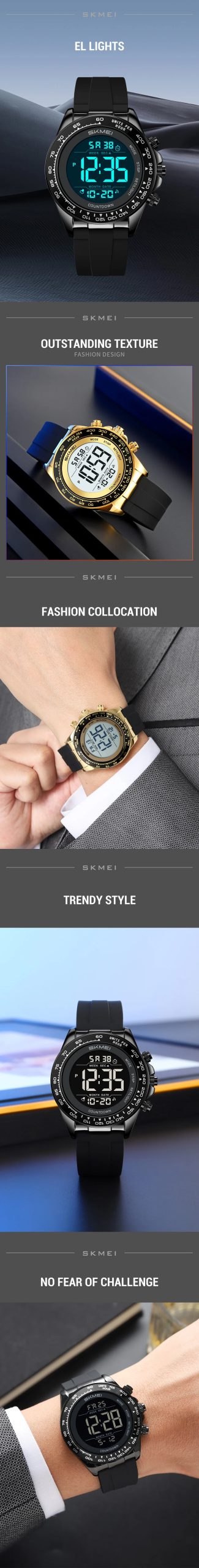 SKMEI 2592 Quartz Wristwatch Male 3Bar Waterproof Fashion Digital Watch Clock Timer Countdown EL For Festival Birthday Gift Men SKMEI 2592 Quartz Wristwatch Male 3Bar Waterproof Fashion Digital Watch Clock Timer Countdown EL For Festival Birthday Gift Men