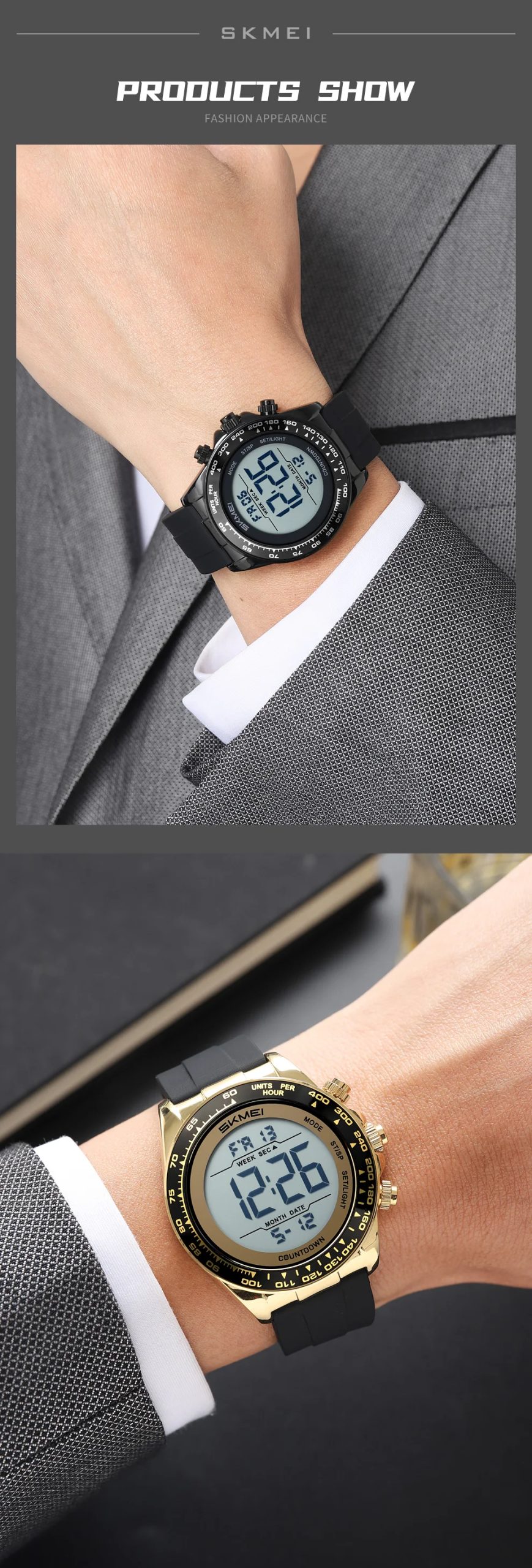 SKMEI 2592 Quartz Wristwatch Male 3Bar Waterproof Fashion Digital Watch Clock Timer Countdown EL For Festival Birthday Gift Men SKMEI 2592 Quartz Wristwatch Male 3Bar Waterproof Fashion Digital Watch Clock Timer Countdown EL For Festival Birthday Gift Men