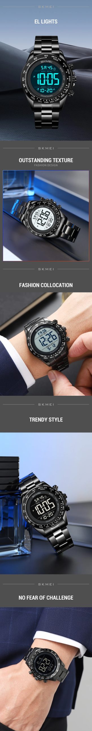 SKMEI 2659 Digital Electronic Watch Fashion Waterproof Wristwatch Business EL Light Countdown Timer For Festival Birthday Gift SKMEI 2659 Digital Electronic Watch Fashion Waterproof Wristwatch Business EL Light Countdown Timer For Festival Birthday Gift